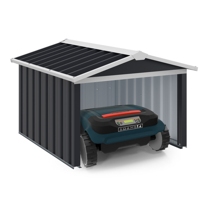 Garage robot tondeuse métal gris anthracite 86 x 98 x 62 cm | ID Market