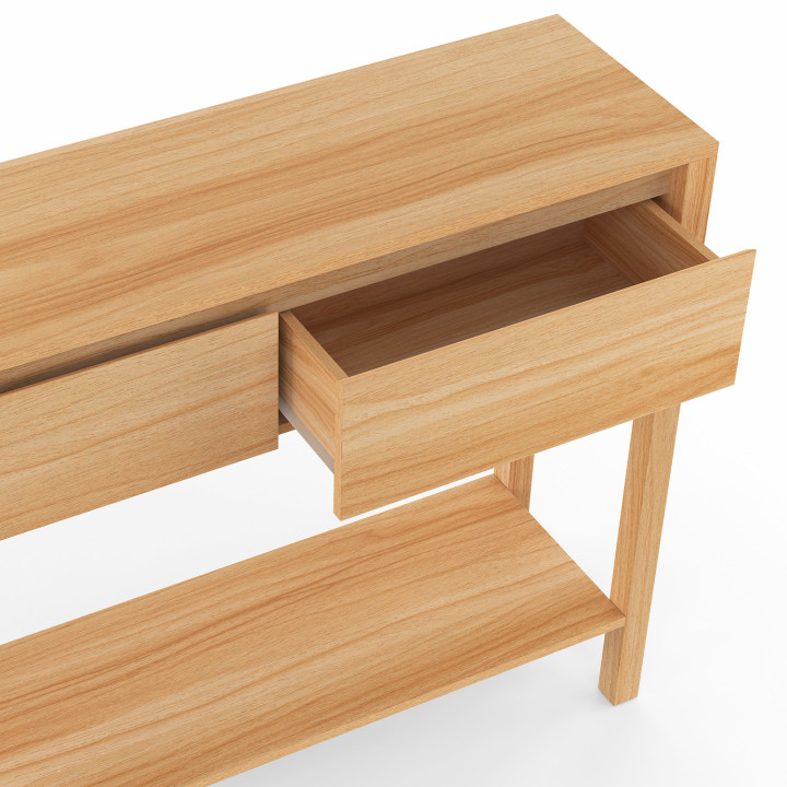 Consola de teca 2 cajones 1 estante - TOSCONE | ID Marlet