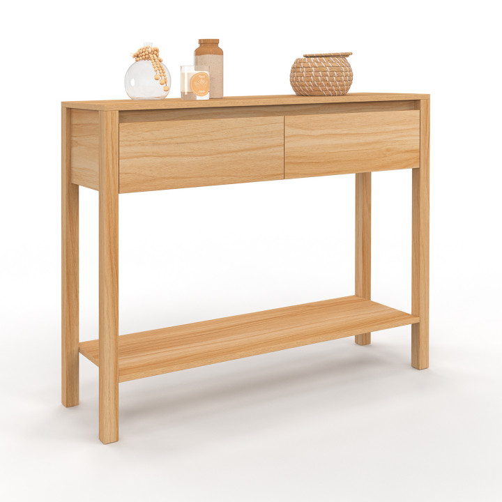 Consola de teca 2 cajones 1 estante - TOSCONE | ID Marlet
