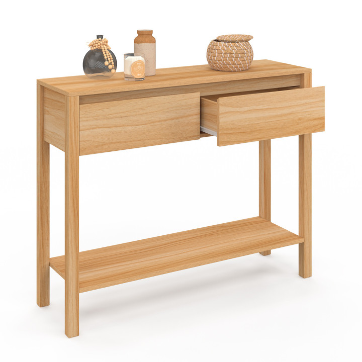 Consola de teca 2 cajones 1 estante - TOSCONE | ID Marlet