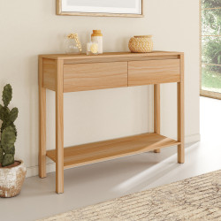 Consola de teca 2 cajones 1 estante - TOSCONE | ID Marlet
