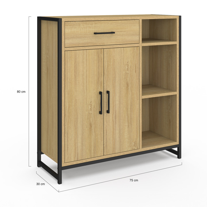 Mueble de baño de madera y metal negro - DETROIT | ID Market