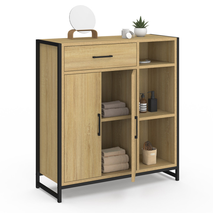 Mueble de baño de madera y metal negro - DETROIT | ID Market