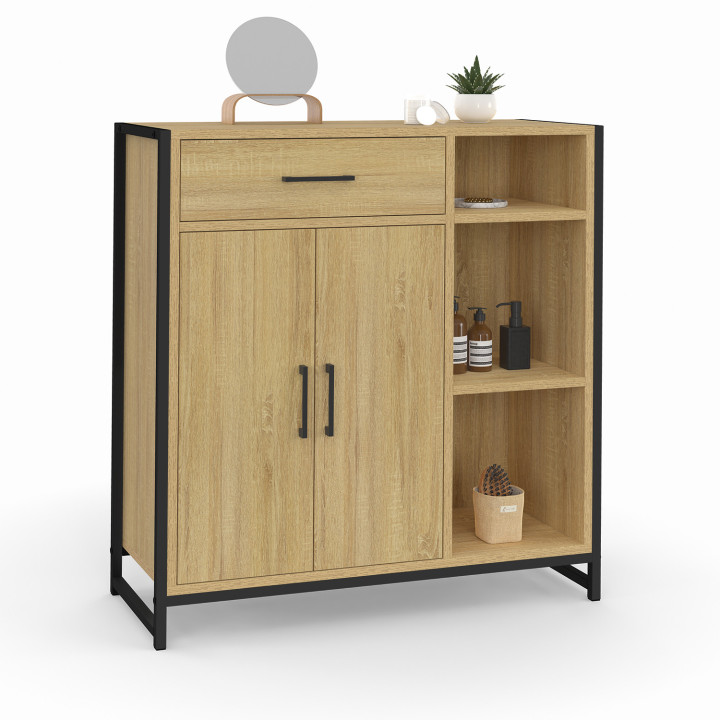 Mueble de baño de madera y metal negro - DETROIT | ID Market