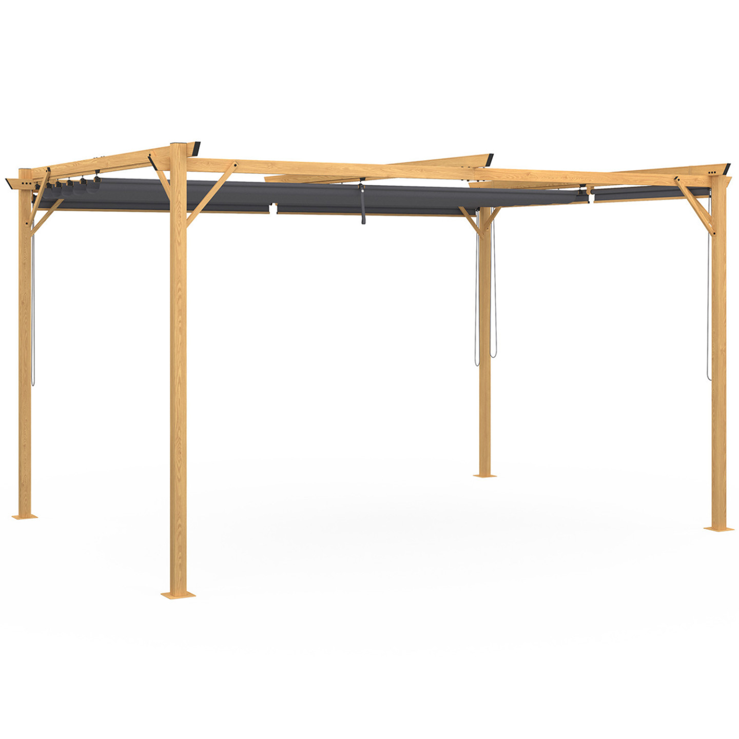 IDMarket Pergola Sonderedition 3x3 M – Mit Einziehbarer Dachplane & 4 Jalousien, Anthrazitgrau