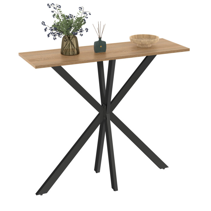 Consola de madera con patas de araña de metal negro - ALIX | ID Market