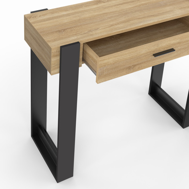 Consola moderna de 1 cajón en madera y negro - PHOENIX | ID Market