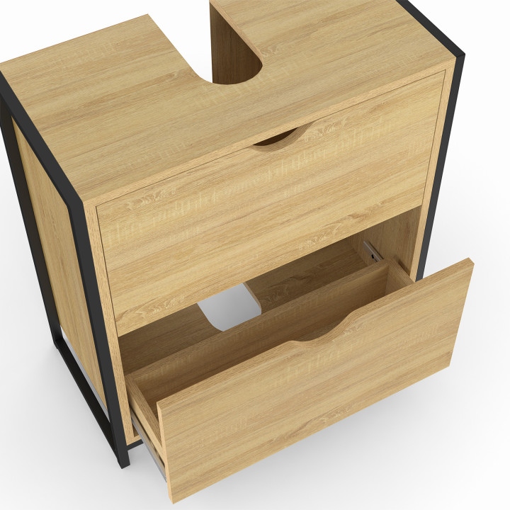 Mueble industrial con 2 cajones de madera y metal - DETROIT | ID Market