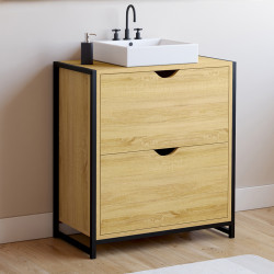 Meuble sous-lavabo salle de bain 2 tiroirs DETROIT design industriel