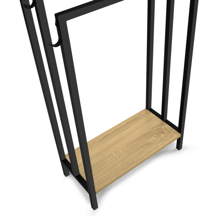 Porte-serviettes sur pied 3 niveaux DETROIT avec étagère design industriel