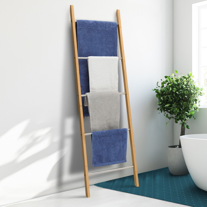 Toallero escalera de bambú, 5 niveles - RITA | ID Market