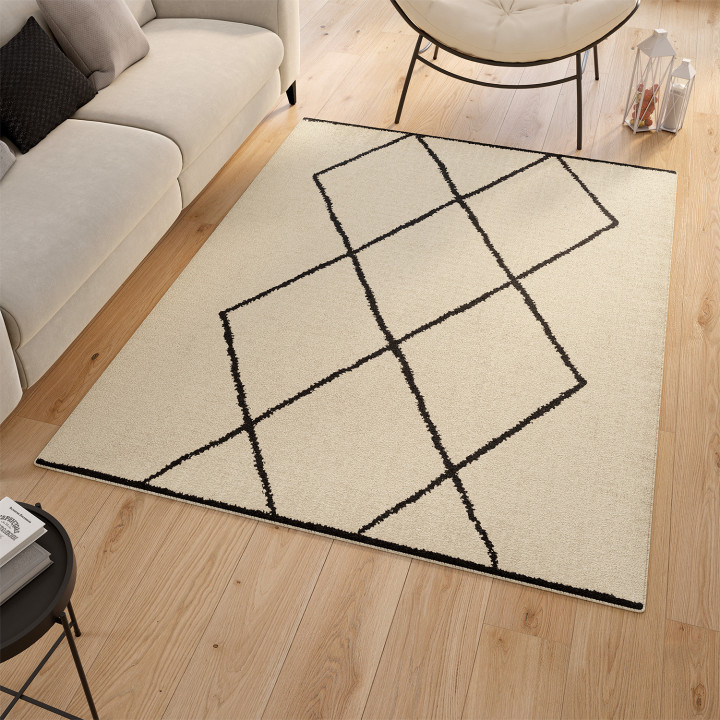 Tapis d'intérieur rectangle CASA à motifs berber 160 x 220 cm