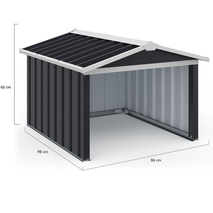 Garage pour robot tondeuse toit à 2 pentes métal gris anthracite 86 x 98 x 62 cm
