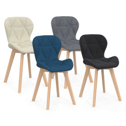Doorgestikte stoelen van stof in verschillende kleuren met houten poten x4 - ROBINE | ID Market