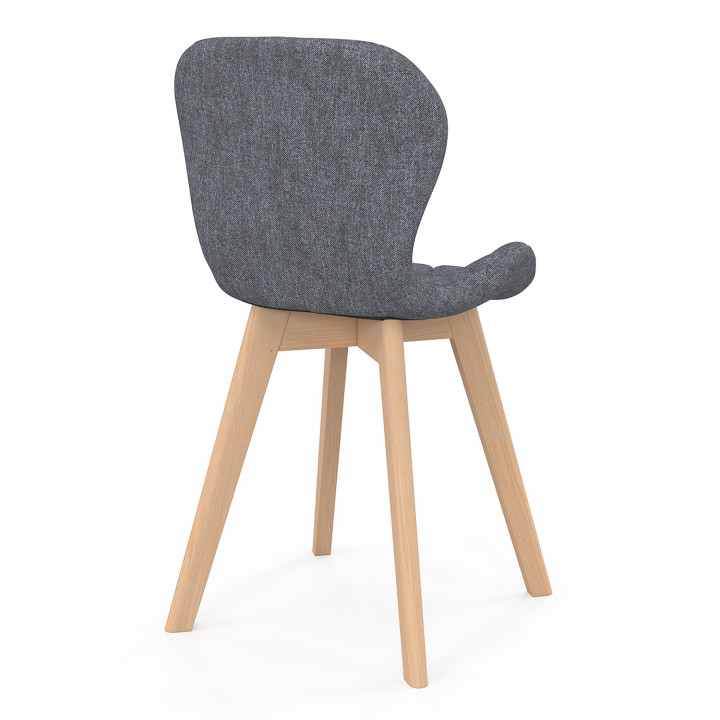 Doorgestikte stoelen van stof in verschillende kleuren met houten poten x4 - ROBINE | ID Market