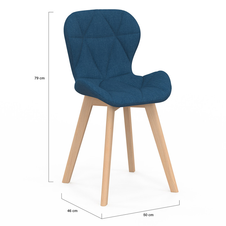 Doorgestikte stoelen van stof in verschillende kleuren met houten poten x4 - ROBINE | ID Market