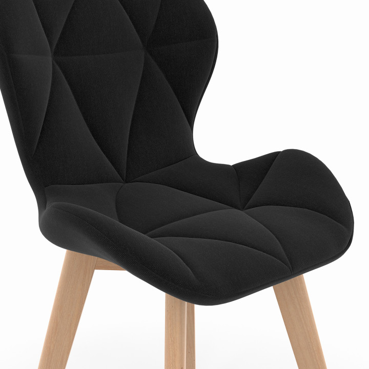 Doorgestikte stoelen van stof in verschillende kleuren met houten poten x4 - ROBINE | ID Market
