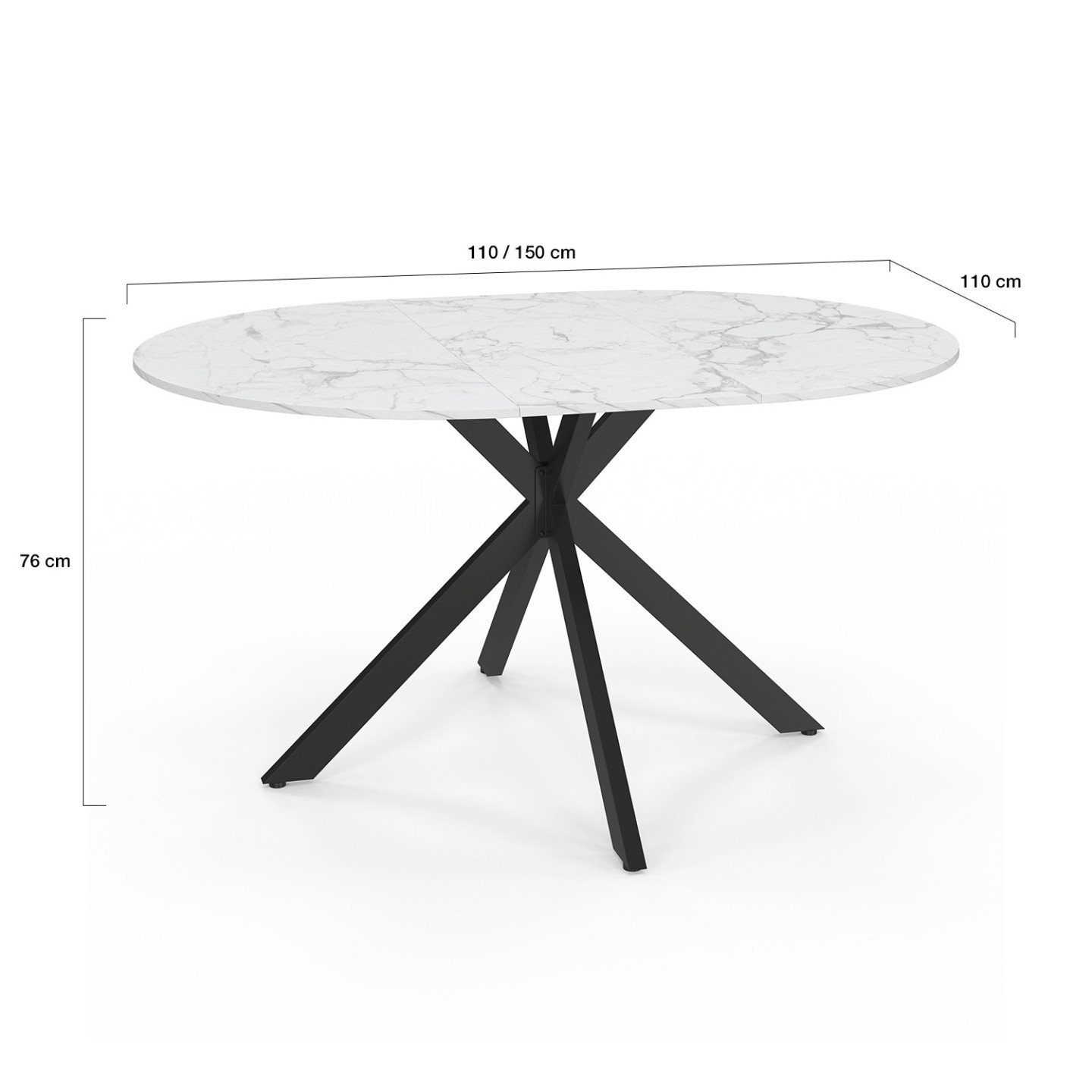 EDEN Tavolo Da Pranzo Rotondo Allungabile 4-10 Persone In Legno E Nero 110 200 Cm 89033012