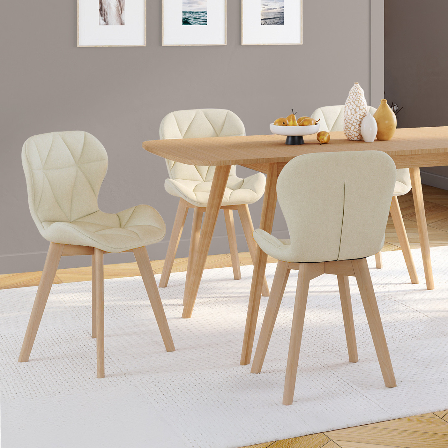 Lot de 4 chaises de salle à manger velours côtelé scandinave, cromwell Meubles Cosy | La Redoute