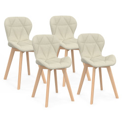 15372 - Lot de 4 chaises en tissu beige design pour salle à manger Lot de 4 chaises ROBINE en tissu beige pour salle à manger