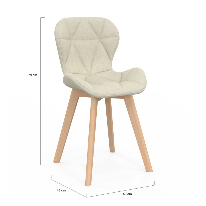 Chaises beiges en tissu pour salle à manger - Lot de 4 - ROBINE | ID Market