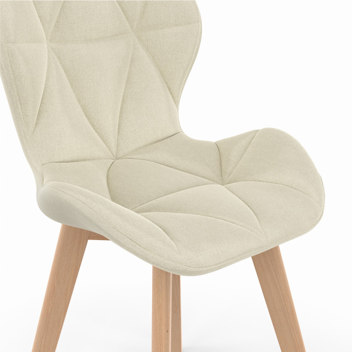 Lot de 4 chaises ROBINE en tissu beige pour salle à manger