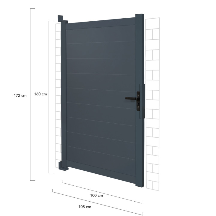 Porta a battente in alluminio, grigio antracite 100 x 160 cm | ID Market
