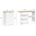 COSTWAY 2-in-1 naaitafel inklapbaar, houten naaimachinekast met planken en opbergvak, naaikast met afsluitbare wielen, voor woonkamer, slaapkamer (met upgrade-wielen, groen
