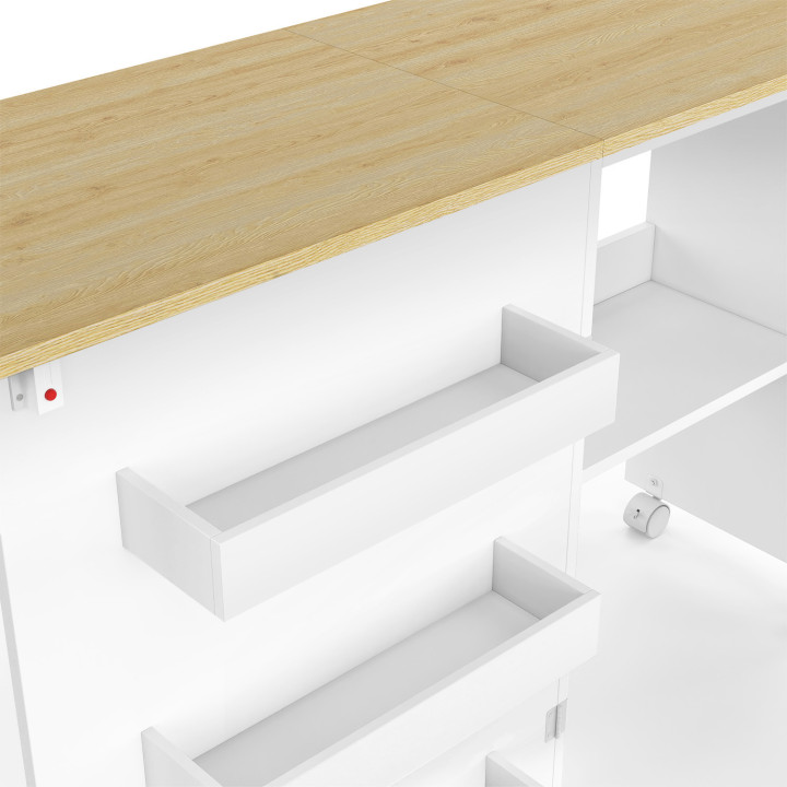 Mesa de costura plegable con ruedas y 4 estantes | ID Market