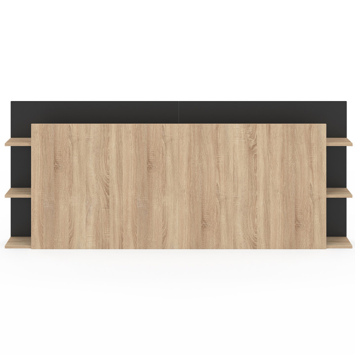 Testata con piedistallo in legno e nero per letti fino a 160 cm - CIRI | ID Market