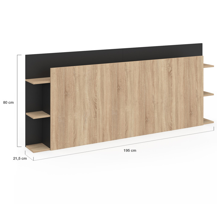 Testata con piedistallo in legno e nero per letti fino a 160 cm - CIRI | ID Market