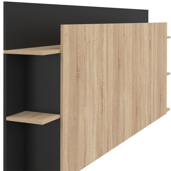 Houten en zwart hoofdeinde voor bedden tot 160 cm - CIRI | ID Market
