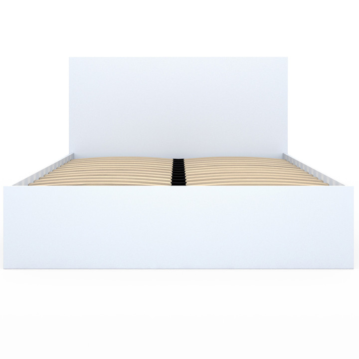 Lit double 140x190 blanc 4 tiroirs sur roulettes avec tête de lit - OMAHA | ID Market