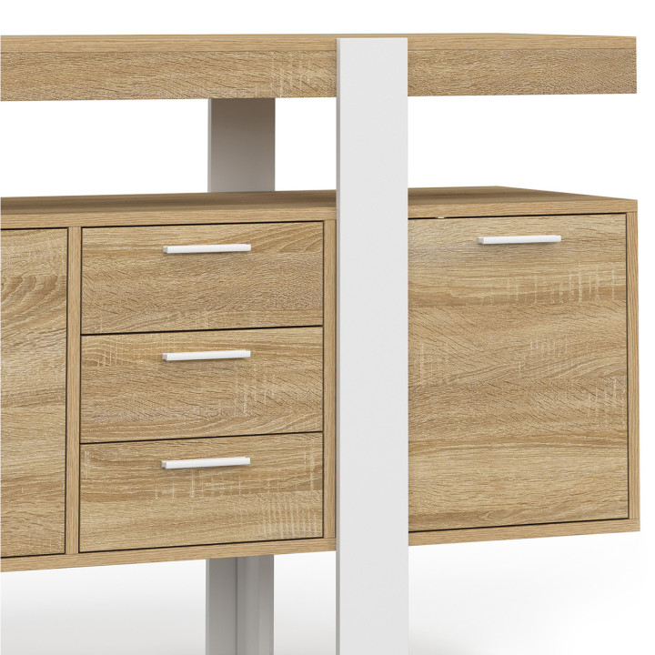 180 cm PHOENIX XXL Credenza a 4 ante con 2 cassetti in legno e bianco
