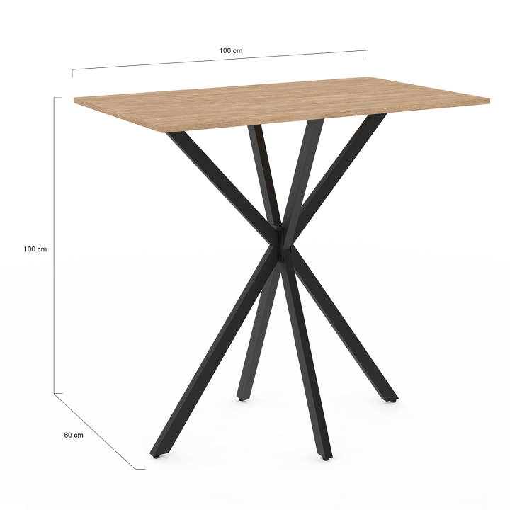 Mesa de bar de madera y metal negro 100cm - ALIX | ID Market