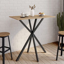 Table haute de bar bois et métal noir 100cm pied araignée - ALIX | ID Market