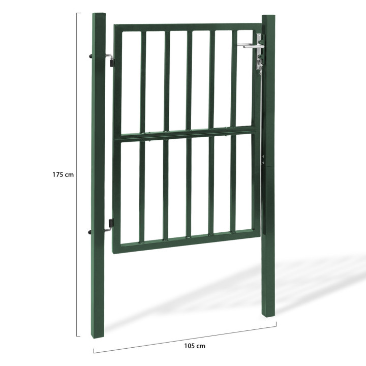 Verja de jardín en acero verde con cerradura y asa 105 x 125 CM | ID Market