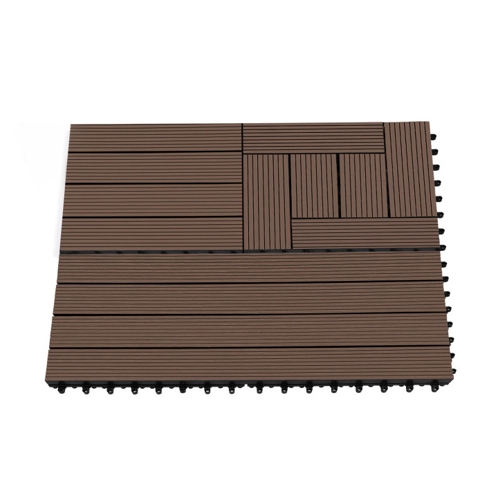 Juego de mosaicos de exterior clip-on en compuesto de madera taupe 30x30cm - WODHY | ID Market