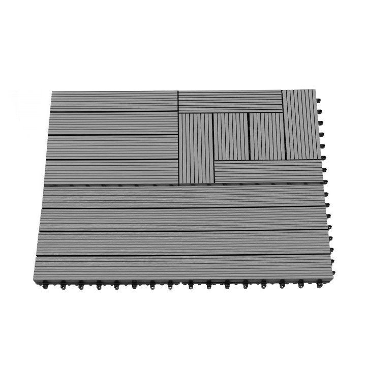 Lote de azulejos de mosaico al aire libre con clip compuesto de madera gris 30x30cm - WODHY | ID Market