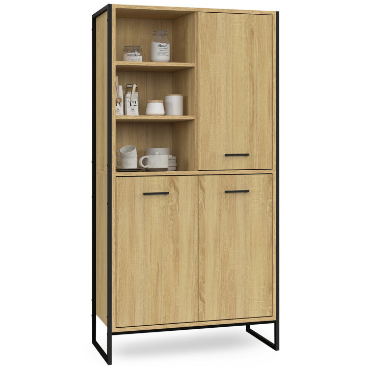 Buffet haut industriel 160cm 3 portes - DETROIT | ID Market