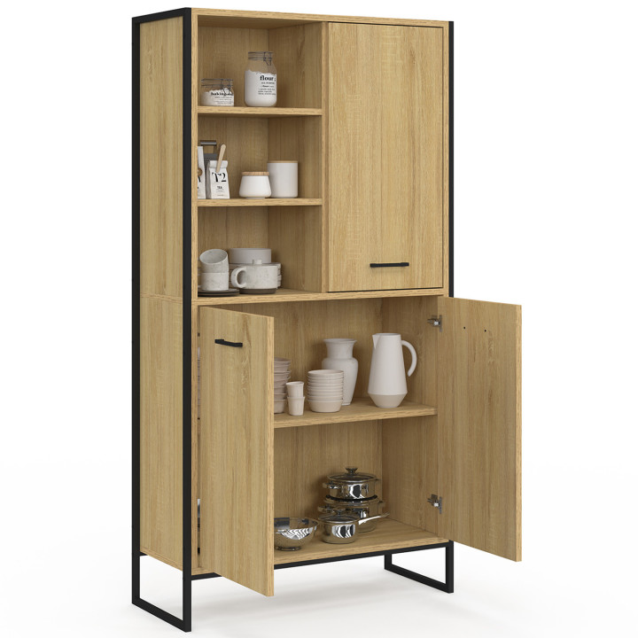 Buffet haut industriel 160cm 3 portes - DETROIT | ID Market