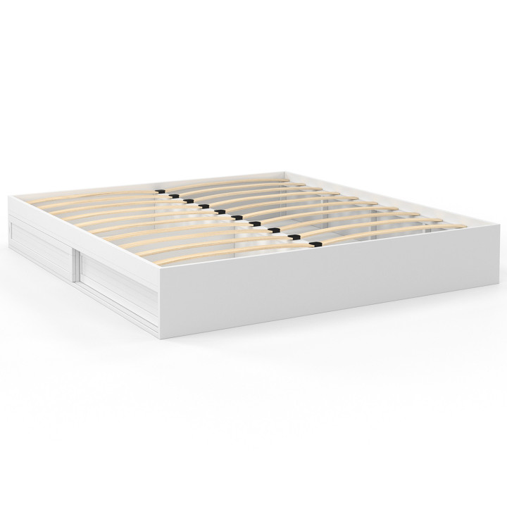 SALEM tweepersoons bedframe met opbergruimte en 180 x 200 cm witte lattenbodem