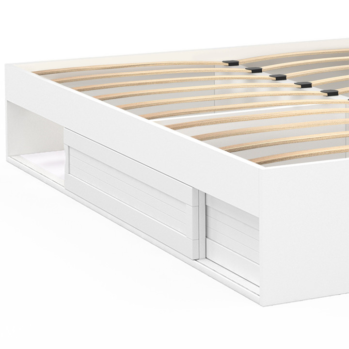 SALEM tweepersoons bedframe met opbergruimte en 180 x 200 cm witte lattenbodem