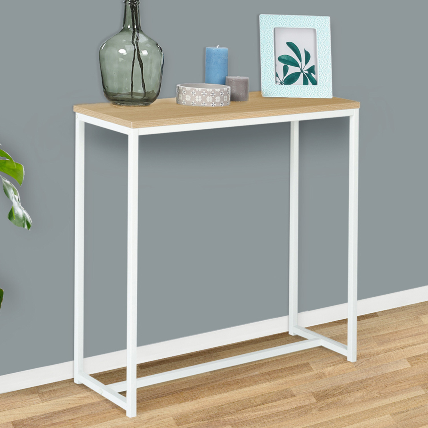 Console industrielle bois et métal blanc