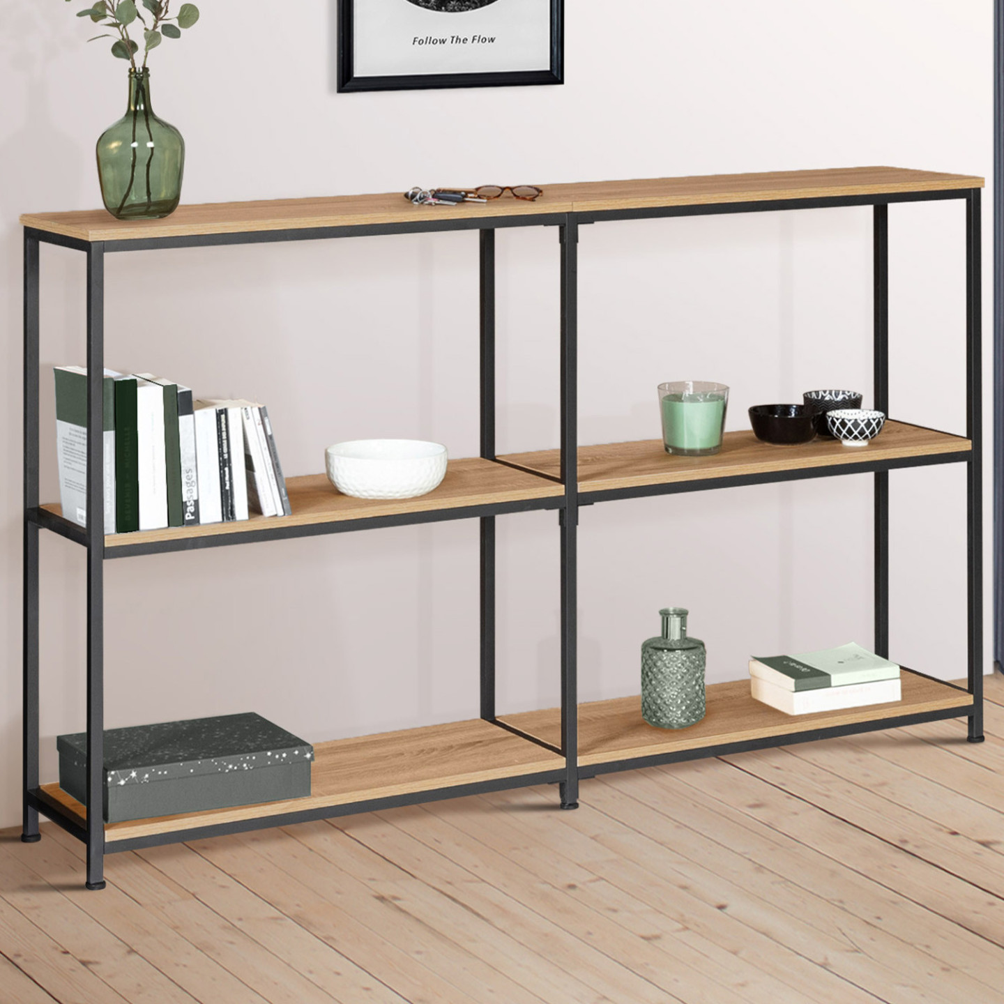 IDMarket - Etagère 5 niveaux DETROIT 170cm design industriel bois et