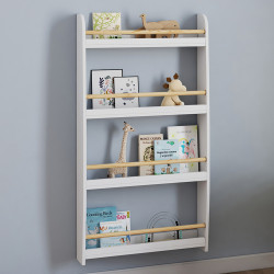 Kinderboekenkast PAULETTE 4 planken wit en hout