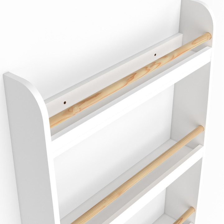 Libreria a muro per bambini a 4 ripiani in legno e bianco PAULETTE