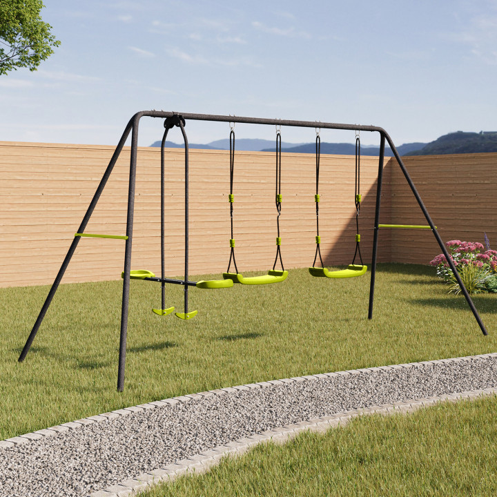 Columpio de jardín para exterior 3 marcos | ID Market