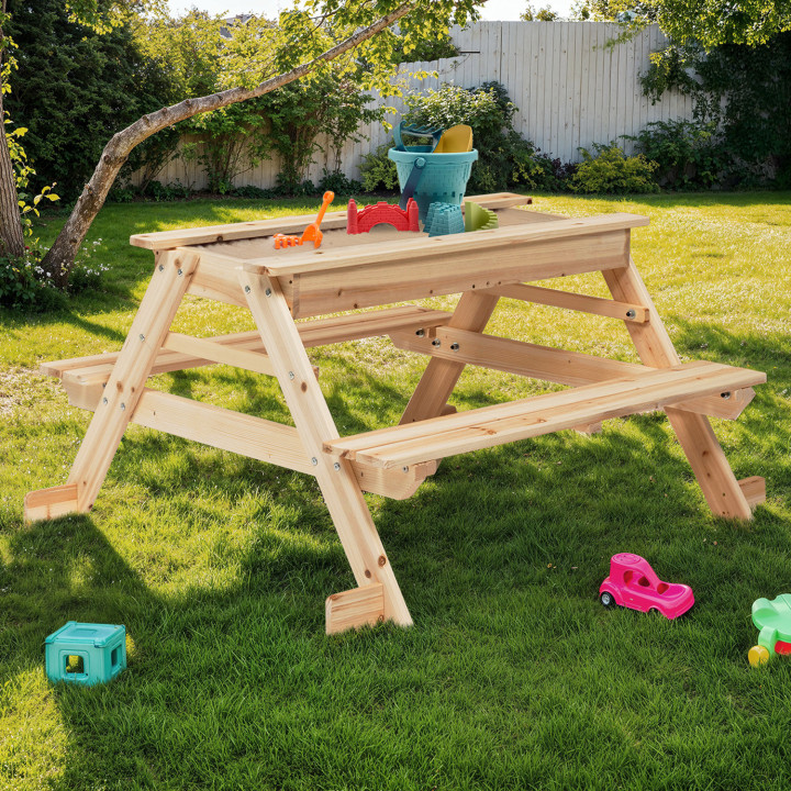 Table de pique-nique FOODY bois pour enfants avec bac à sable intégré