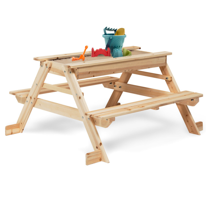 Table de pique-nique FOODY bois pour enfants avec bac à sable intégré